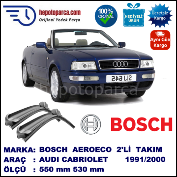 AUDI Cabriolet [8G7; B4] 06.1991-08.2000, 550 / 530 mm. BOSCH AEROECO Aparatlı Muz Silecek