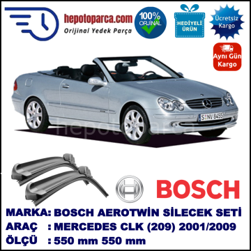 MERCEDES-BENZ Serie CLK (Cabrio) [209] 09.2001-12.2009 550/550 mm Bosch Aerotwin Araca Özel Silecek