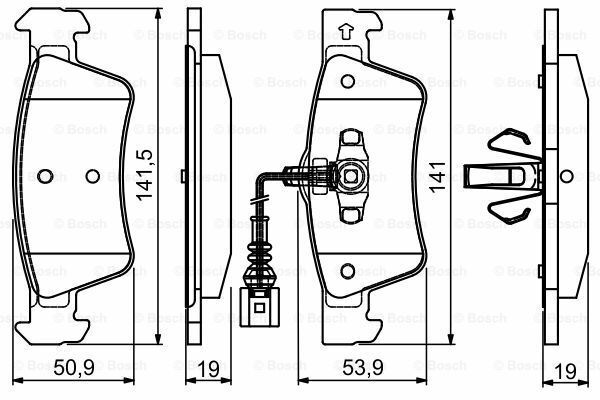 Disk Balata - Arka -  [ 141,5X50,9X19,0 mm ] - İka Transporter T5 1.9 TDI 200304 - 200911; Transporter T5 1.9 TDI 200601 - 200911; Transporter T5 2.5 TDI 200302 - 200911; Multivan T5 2.5 TDI 200302 - 200911; Touareg 2.5 TDI 200301 - 200611; Multivan