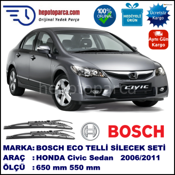 HONDA Civic Sedan [FD] 09.06-12.11 650 / 550 mm. BOSCH ECO Telli Silecek 2'li Takım