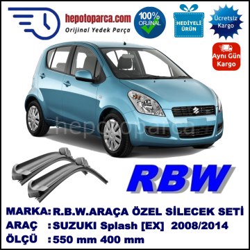 SUZUKI Splash [EX] 01.08-... 550 / 400 mm. RBW Muz Silecek Seti  2'li Takım. U Kanca Uyumludur.
