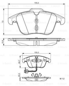 Disk Balata - Ön -[WVA 24705] - [155,2X72,0X20,3 m A4 2.0 TDI Avant 200804 - 201203; A4 2.0 TDI 200711 - 201203; A4 2.0 TDI Avant 201111 - ; A4 2.0 TDI Avant 200806 - 201203; A4 2.0 TDI 201111 - ; A4 2.0 TDI Avant 201005 - 201203; A5 2.0 TDI Sportbac