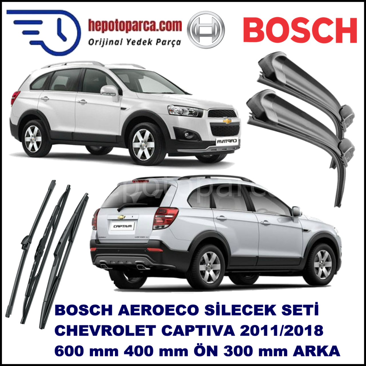 CHEVROLET Captiva [KL1C, C140] 04,2011-,,, Bosch Aeroeco Ön ve Arka Silecek Takımı