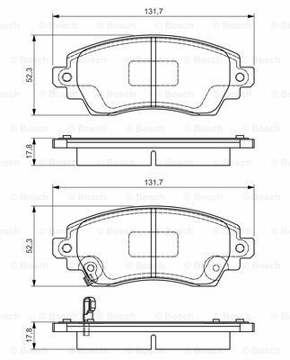 Disk Balata - Ön - [WVA 23088] - [131,7x52,3x17,8  Corolla 1.3i 16V Hatchback 199705 - 199909; Corolla 1.4i 16V Liftback 199911 - 200111; Corolla 1.3i 16V Liftback 199809 - 199911; Corolla 1.6i 16V Liftback 199911 - 200111; Corolla 1.6i 16V Liftback