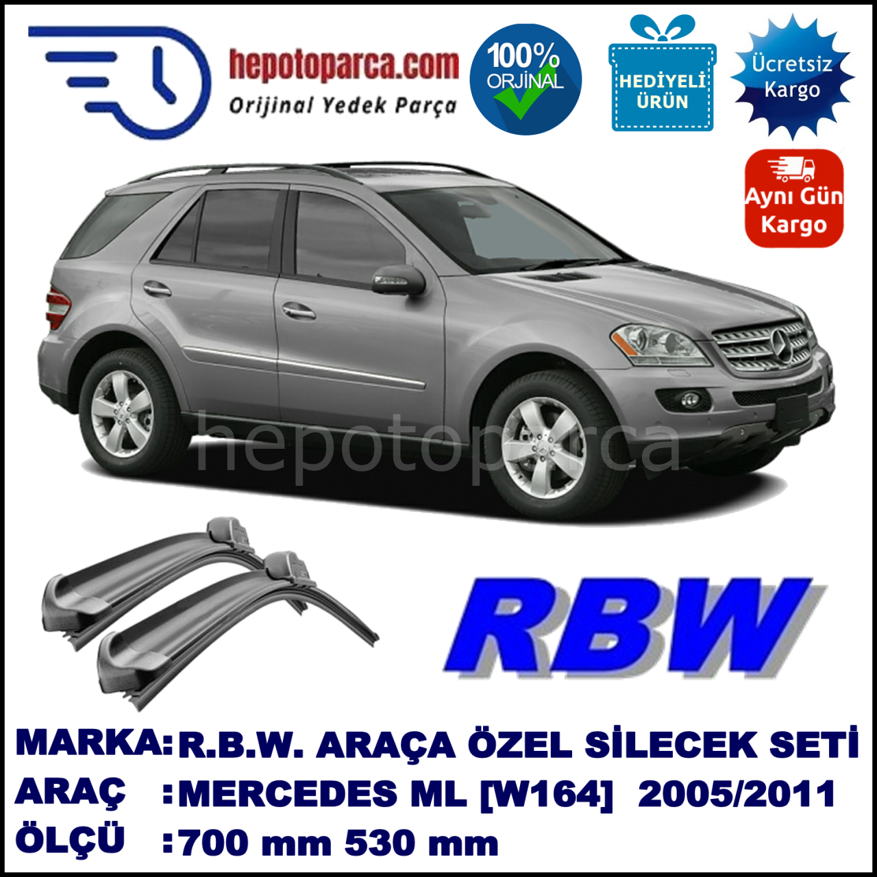 MERCEDES M-CLASS ML [W164,W166] MUZ SİLECEK TAKIMI RBW ARACA ÖZEL (2005-2011)