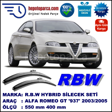 ALFA ROMEO GT [937] 10.03-06.05 550 / 400 mm. RBW Hybrid Silecek Seti. U Kanca Uyumlu Hibrit