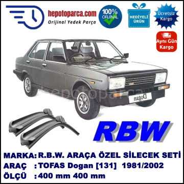 TOFAS Dogan [131] 03.81-06.02 400 / 400 mm. RBW Muz Silecek Seti  2'li Takım. U Kanca Uyumludur.