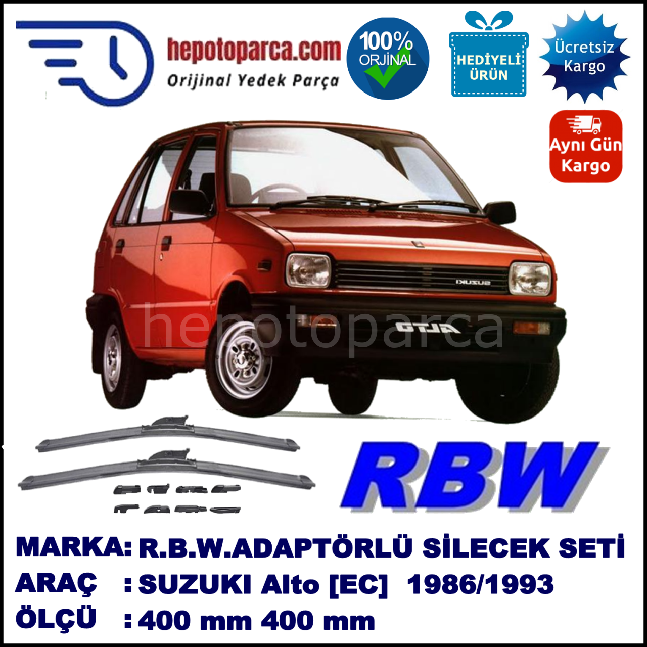 SUZUKI Alto [EC] 01.1986-11.1993, 400 / 400 mm.  RBW  ADAPTÖRLÜ MUZ SİLECEK SETİ