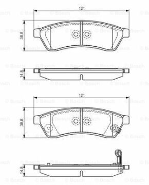 Disk Balata - Arka - [ 121X38,8X14,8 mm ]CHEVROLET Epica 2.0 200606 - 201112; Epica 2.0 CDRi 200609 - 201112; Epica 2.5 200606 - 201112 CHE 96475028