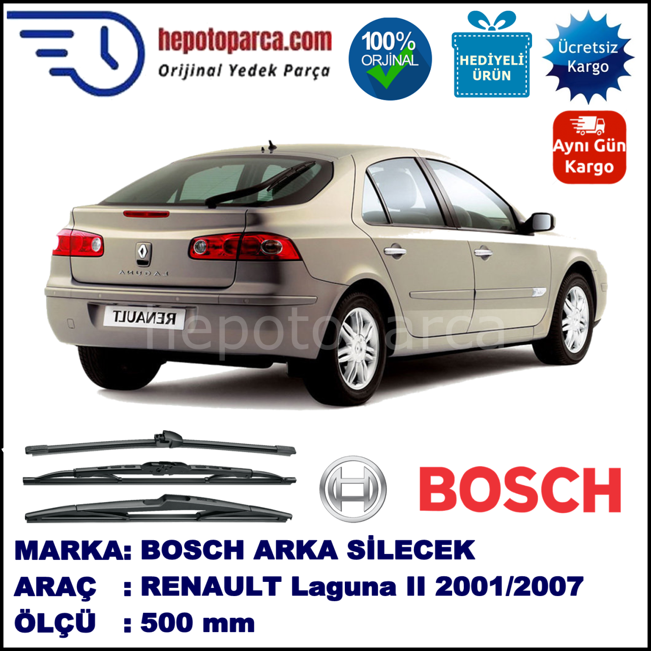 RENAULT Laguna II [BG.] 500 mm 03.2001-09.2007 BOSCH Arka Silecek
