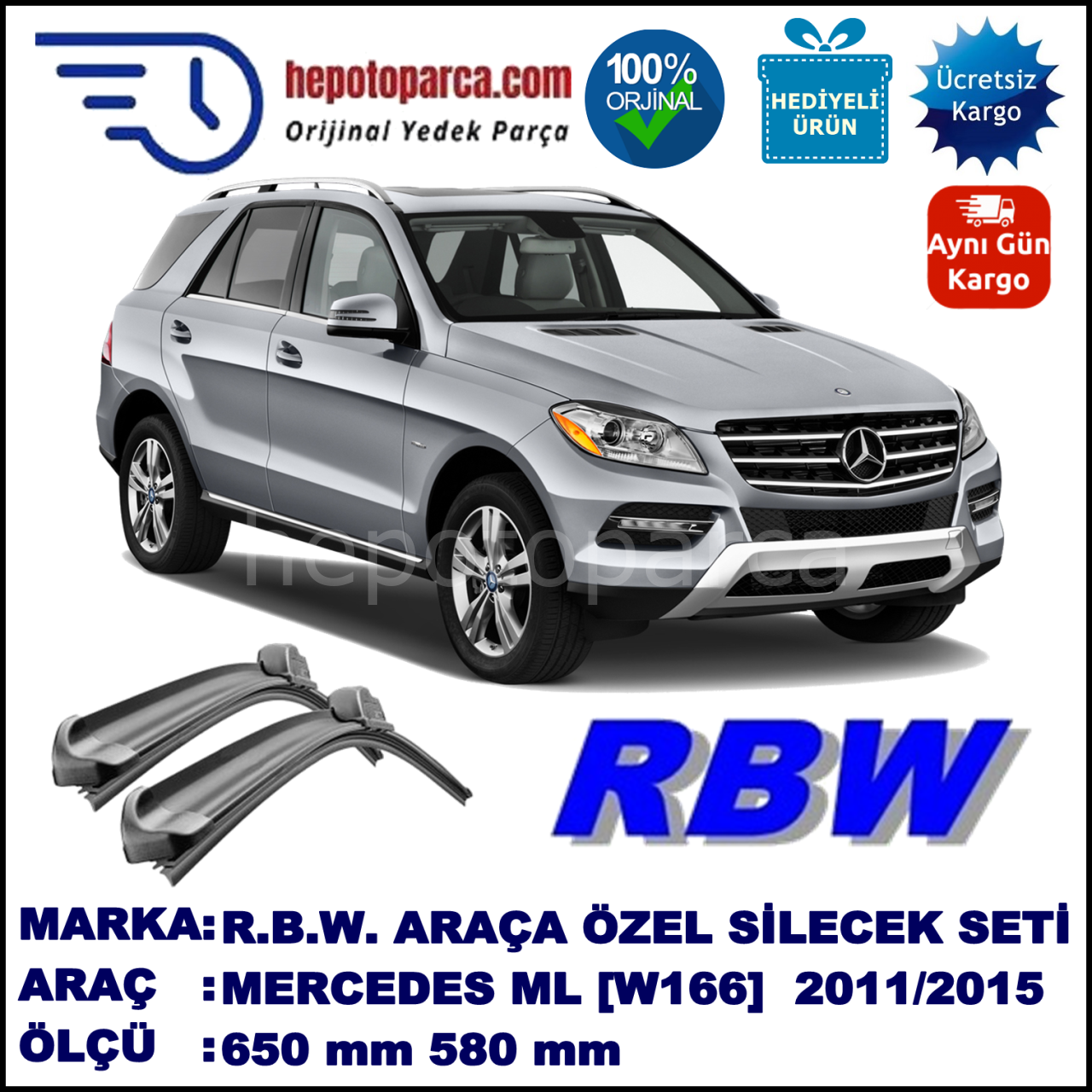 MERCEDES M-CLASS ML [W166] MUZ SİLECEK TAKIMI RBW ARACA ÖZEL (2011-2015)