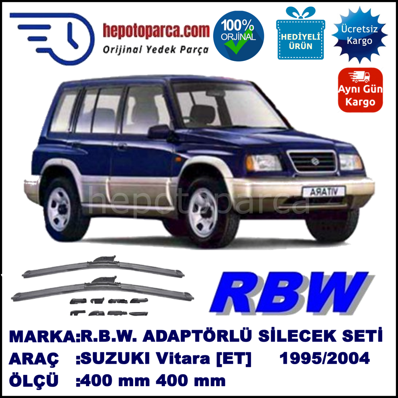 SUZUKI Vitara  09.1995-03.2004, 400 / 400 mm.  RBW  ADAPTÖRLÜ MUZ SİLECEK SETİ