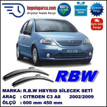 CITROËN C3 1 HYBRID SİLECEK TAKIMI RBW ARACA ÖZEL (2002-2009)