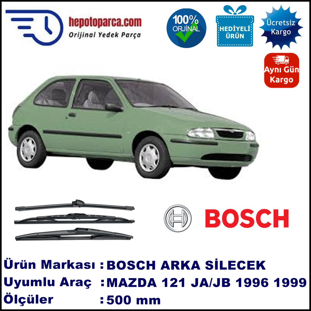 MAZDA 121 [JA/JB] 500 mm 01.1996-10.1999 BOSCH Arka Silecek
