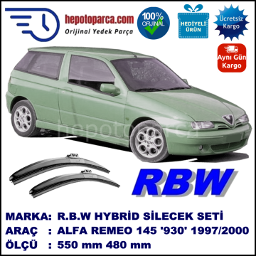 ALFA ROMEO 145 [930] 04.97-12.00 550 / 480 mm. RBW Hybrid Silecek Seti. U Kanca Uyumlu Hibrit