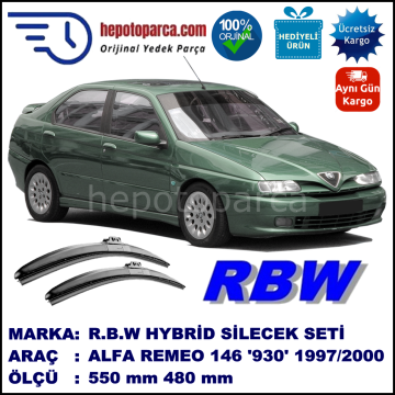 ALFA ROMEO 146 [930] 04.97-12.00 550 / 480 mm. RBW Hybrid Silecek Seti. U Kanca Uyumlu Hibrit