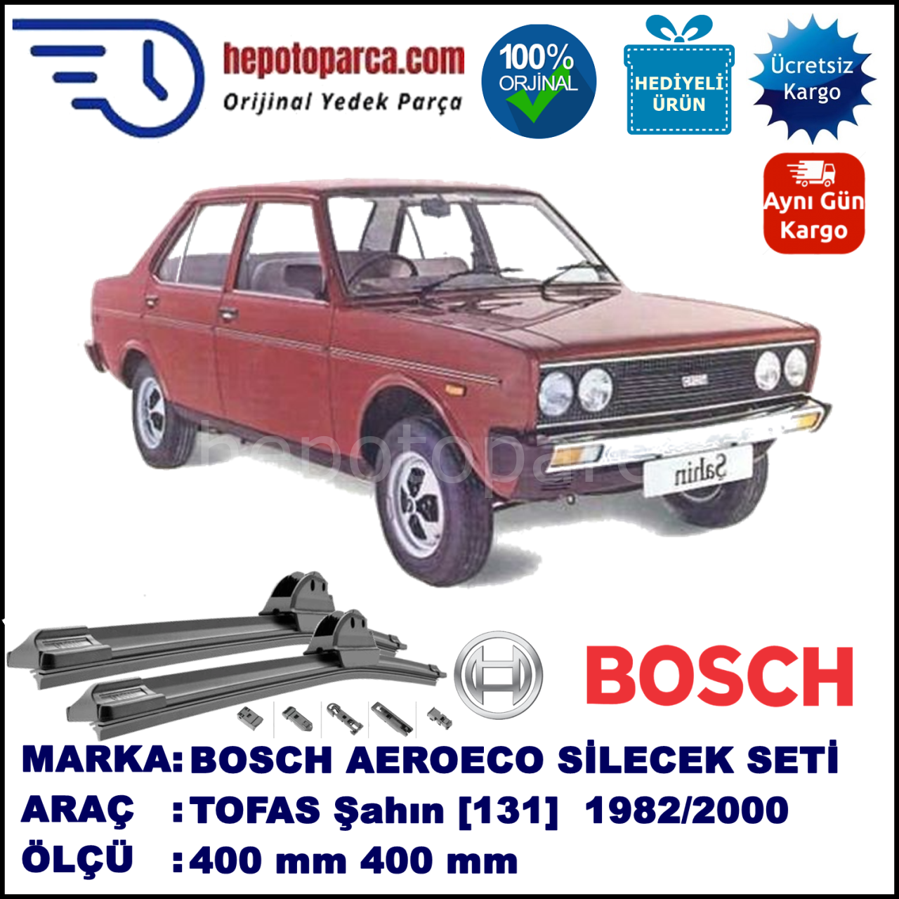 TOFAS Sahin [131] 02.1982-..., 400 / 400 mm. BOSCH AEROECO Aparatlı Muz Silecek