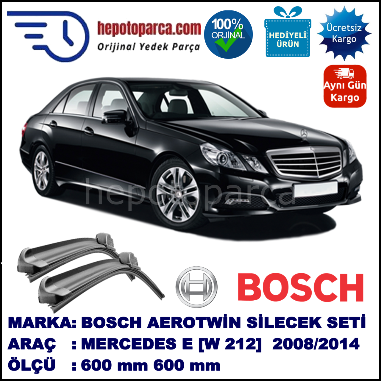 MERCEDES-BENZ Serie E [212] 08.2008-02.2014 600/600 mm Bosch Aerotwin Araca Özel Silecek