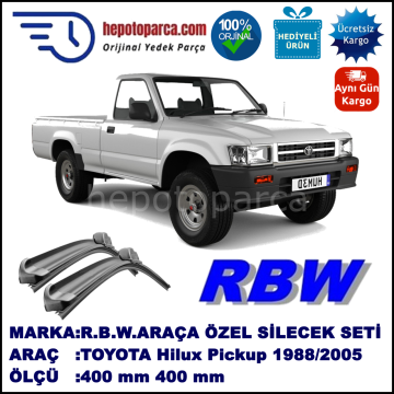 TOYOTA Hilux Pickup [N8; N8...13; N14...19] 08.88-08.05 400 / 400 mm. RBW Muz Silecek Seti  2'li Takım. U Kanca Uyumludur.
