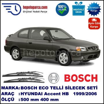HYUNDAI Accent Hatchback [LC] 08.99-06.06 500 / 450 mm. BOSCH ECO Telli Silecek 2'li Takım