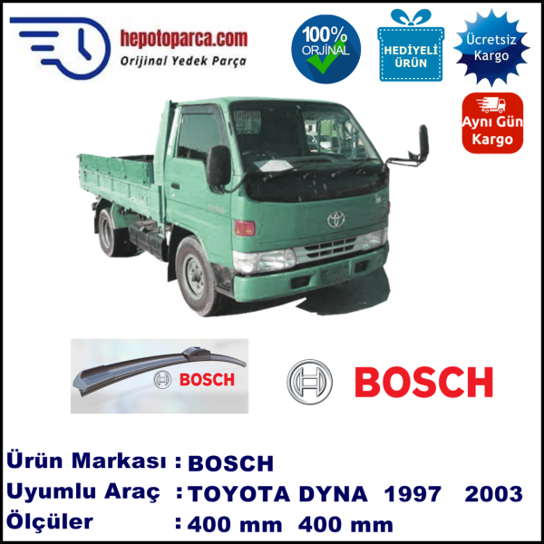 TOYOTA Dyna  01.1997-04.2003, 400 / 400 mm. BOSCH AEROECO Aparatlı Muz Silecek