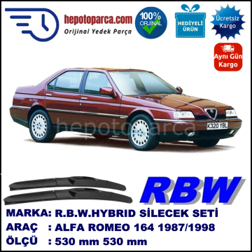 ALFA ROMEO 164 [164] 06.87-10.98 530 / 530 mm. RBW Hybrid Silecek Seti. U Kanca Uyumlu Hibrit