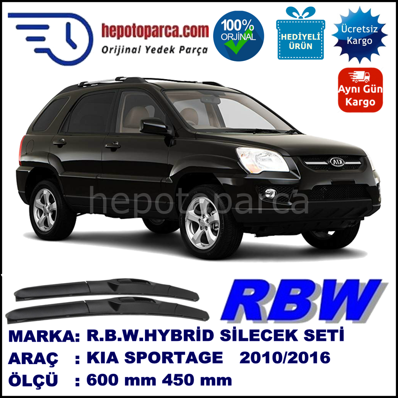 KIA SPORTAGE HYBRID SİLECEK TAKIMI RBW ARACA ÖZEL (2010-2016)