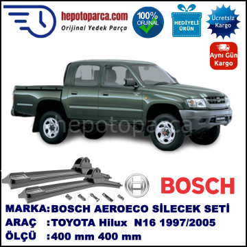TOYOTA Hilux [N16/N17] 08.1997-..., 400 / 400 mm. BOSCH AEROECO Aparatlı Muz Silecek