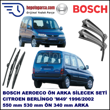 CITROEN Berlingo [M49] 07,1996-11,2002 Bosch Aeroeco Ön ve Arka Silecek Takımı