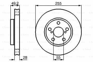 Fren Diski, Ön, [255,0 /28,0-27,0 mm]TOYOTA Carina E 1.6i 16V Wagon ( 05.1995 - 10.1997 ); Carina E 1.8i 16V Sedan ( 12.1994 - 10.1997 ); Carina E 1.8i 16V Liftback ( 12.1994 - 10.1997 ); Carina E 1.8i 16V Wagon ( 05.1995 - 10.1997 ); Carina E  TOY 4