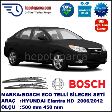 HYUNDAI Elantra [HD] 01.06-... 500 / 450 mm. BOSCH ECO Telli Silecek 2'li Takım