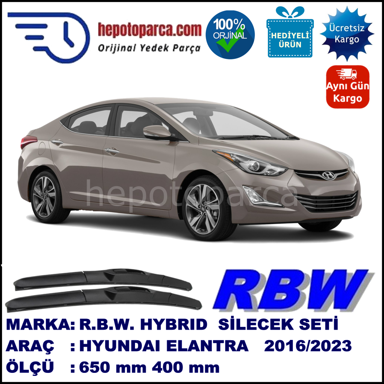 HYUNDAI ELANTRA HYBRID SİLECEK TAKIMI RBW ARACA ÖZEL (2016→)