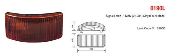 ÜÇLER.7-0190C ÜÇLER 26.281 MAN YAN SİNYAL LAMBA CAMI Y.M