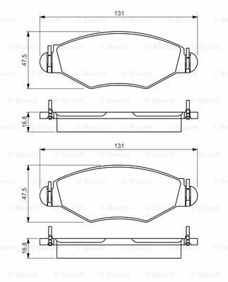 Disk Balata - Ön - [WVA 23597] - [130,9x47,5x18 mm 206 1.1i 199806 - 200510; 206 1.1i 200003 - 200510; 206 1.0i 16V 200106 - 200512; 206 1.4i Flex 200601 - 200911; 207 SW 1.4i Flex 200808 - 201301; 207 Passion 1.4i Flex 200811 - 201312; 207 1.4i Flex