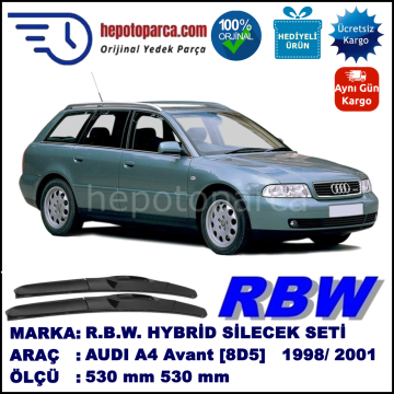 AUDI A4 Avant [8D5; B5] 08.98-09.01 530 / 530 mm. RBW Hybrid Silecek Seti. U Kanca Uyumlu Hibrit