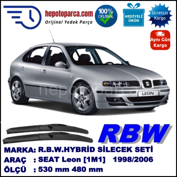 SEAT Leon [1M1] 10.98-06.06 530 / 480 mm. RBW Hybrid Silecek Seti. U Kanca Uyumlu Hibrit