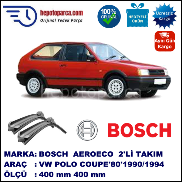 VW Polo Coupé [80] 10.1990-09.1994, 400 / 400 mm. BOSCH AEROECO Aparatlı Muz Silecek