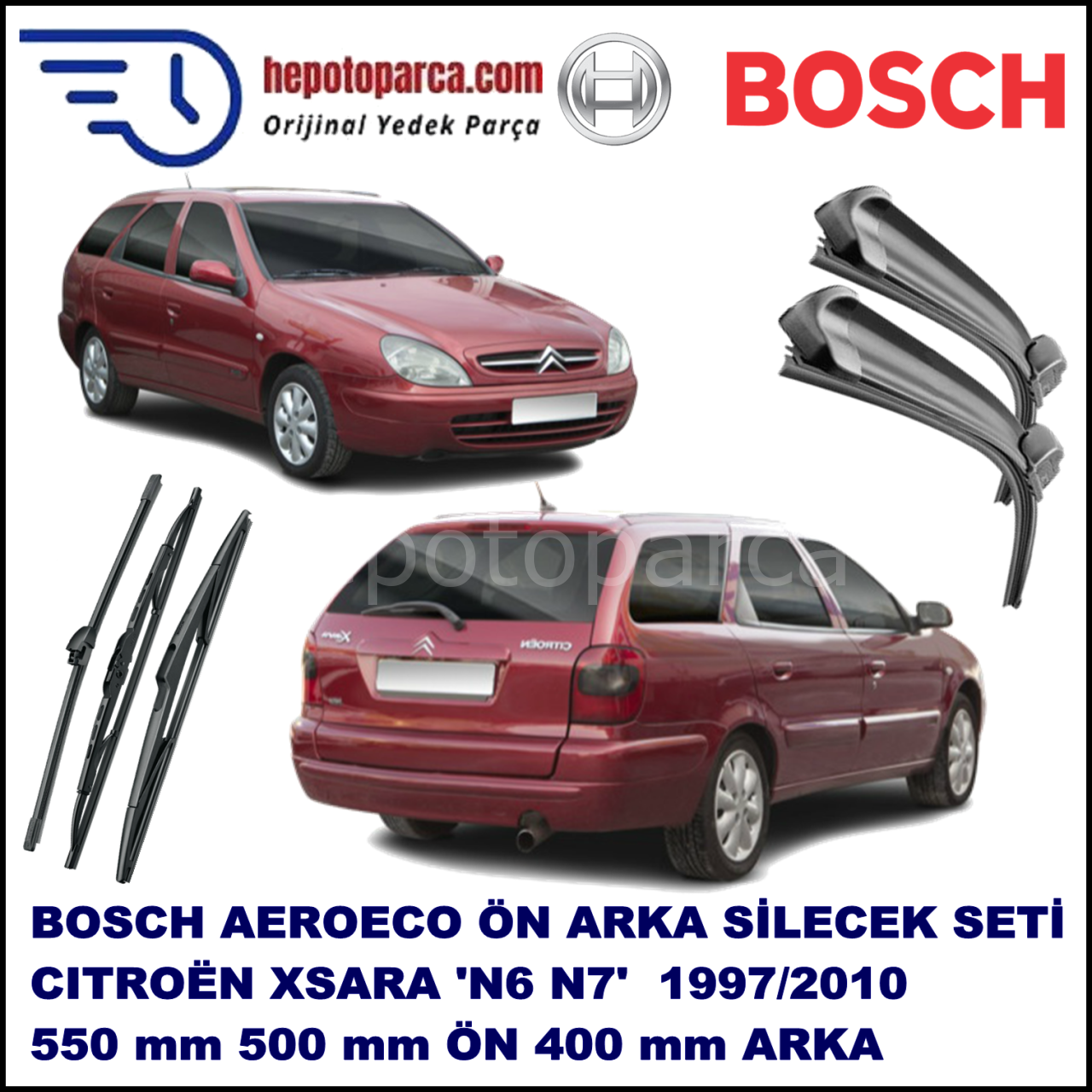 CITROEN Xsara Break [N6, N7] 10,1997-03,2010 Bosch Aeroeco Ön ve Arka Silecek Takımı