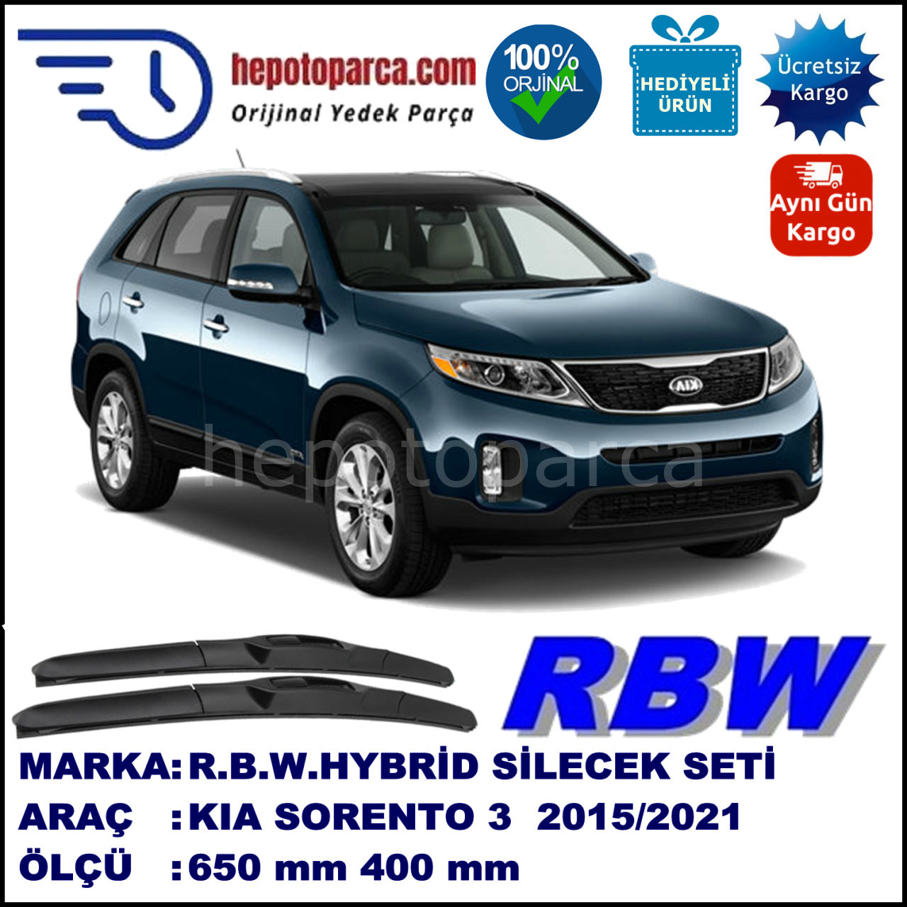 KIA SORENTO 3 HYBRID SİLECEK TAKIMI RBW ARACA ÖZEL (2015→)