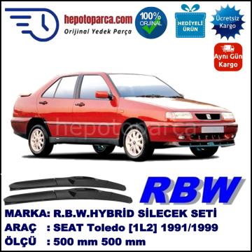 SEAT Toledo [1L2] 05.91-03.99 500 / 500 mm. RBW Hybrid Silecek Seti. U Kanca Uyumlu Hibrit