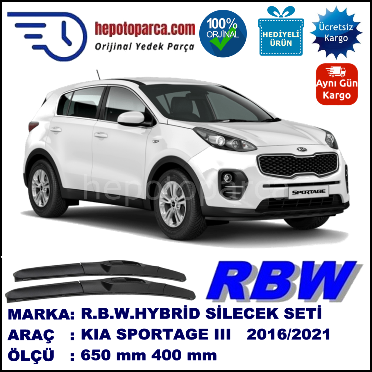 KIA SPORTAGE 3 HYBRID SİLECEK TAKIMI RBW ARACA ÖZEL (2016→)