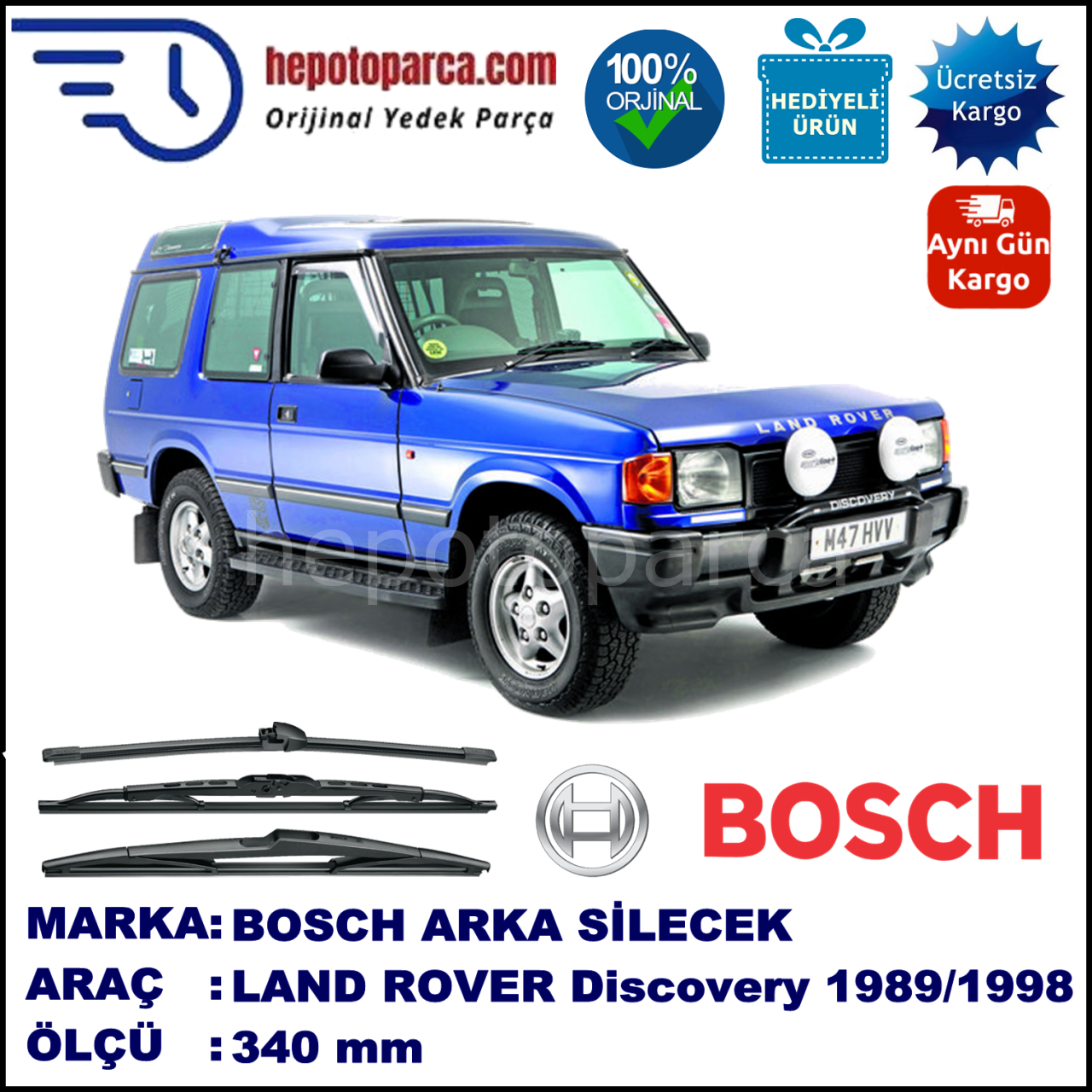 LAND ROVER  Discovery I  340 mm 09.1989-12.1998 BOSCH Arka Silecek