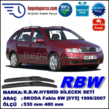 SKODA Fabia Combi [6Y5] 12.99-12.07 530 / 480 mm. RBW Hybrid Silecek Seti. U Kanca Uyumlu Hibrit