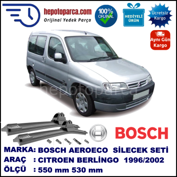CITROEN Berlingo [M49] 07.1996-11.2002, 550 / 530 mm. BOSCH AEROECO Aparatlı Muz Silecek