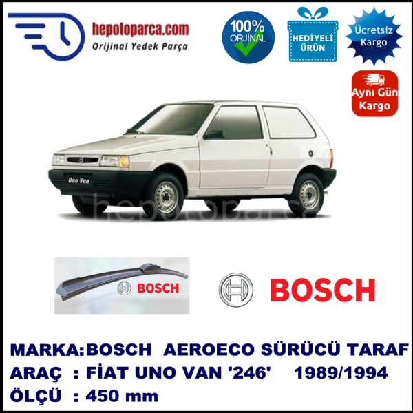 FIAT Uno Van [246..] 09.1989-03.1994, 450 / - mm. BOSCH AEROECO Aparatlı Muz Silecek