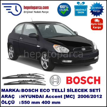 HYUNDAI Accent Hatchback [MC] 04.06-02.12 550 / 400 mm. BOSCH ECO Telli Silecek 2'li Takım