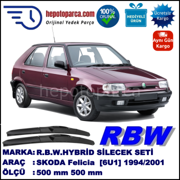 SKODA Felicia [6U1] 10.94-08.01 500 / 500 mm. RBW Hybrid Silecek Seti. U Kanca Uyumlu Hibrit