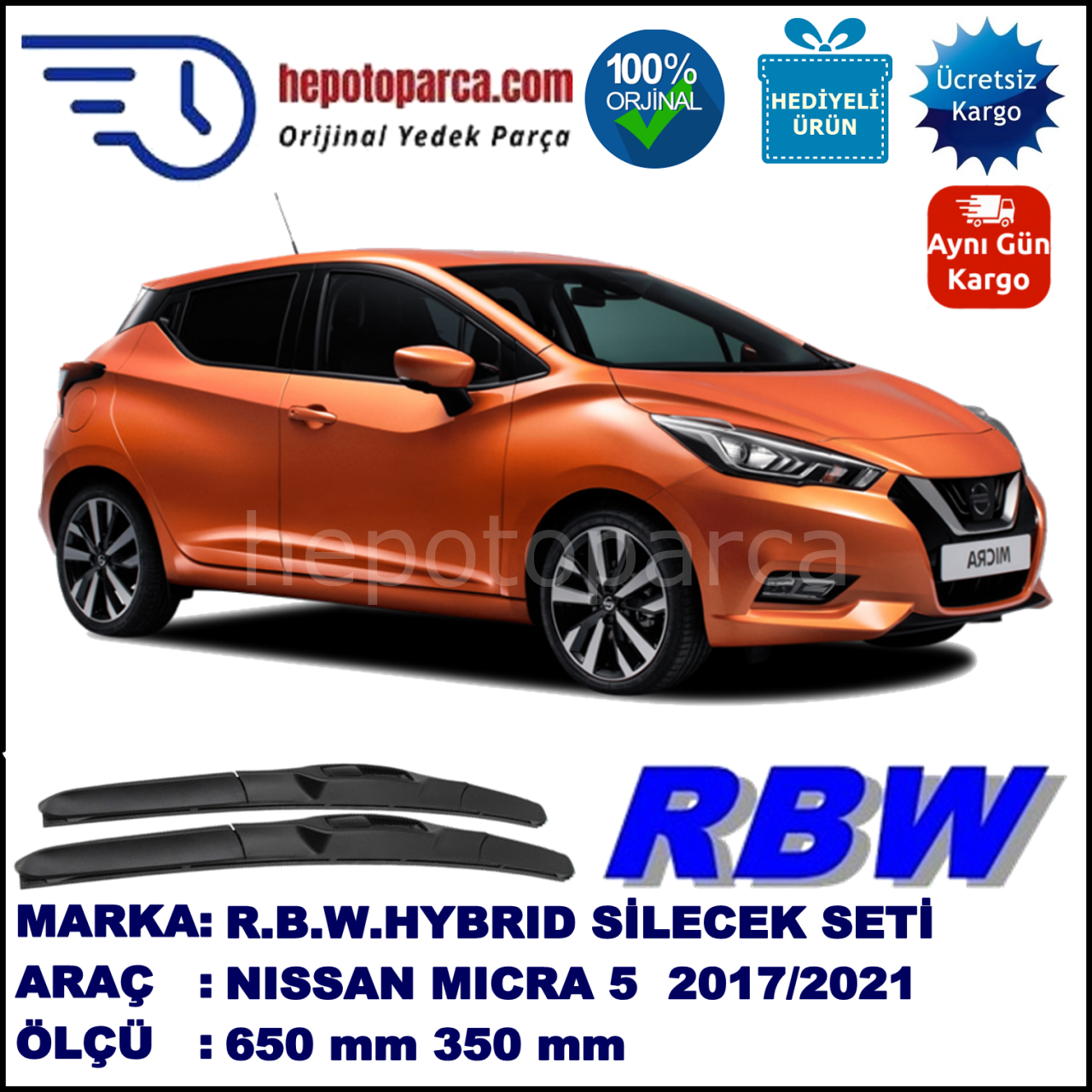 NISSAN MICRA 5 HYBRID SİLECEK TAKIMI RBW ARACA ÖZEL (2017→)