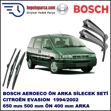 CITROEN Evasion [U60] 06,1994-07,2002 Bosch Aeroeco Ön ve Arka Silecek Takımı