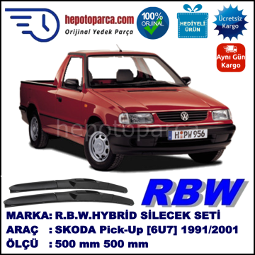 SKODA Pick-Up [6U7] 09.91-03.01 500 / 500 mm. RBW Hybrid Silecek Seti. U Kanca Uyumlu Hibrit